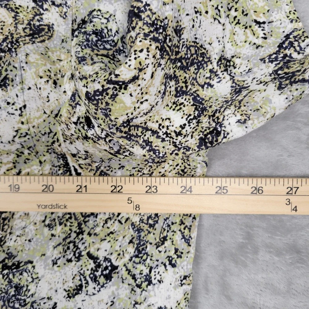 Nat Nast Luxury Originals Shirt Mens L Green Black Abstract 100% Linen Button-Up